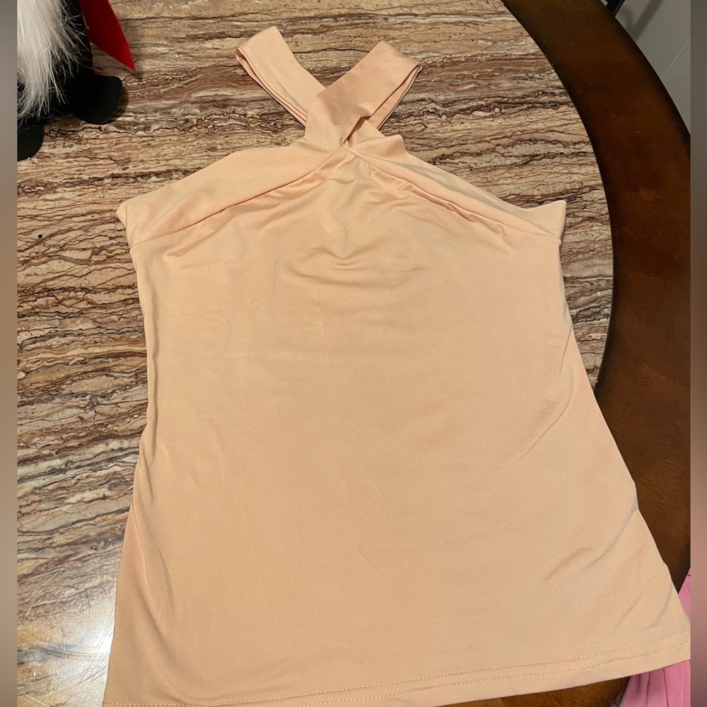 Yellow cross neck tank top